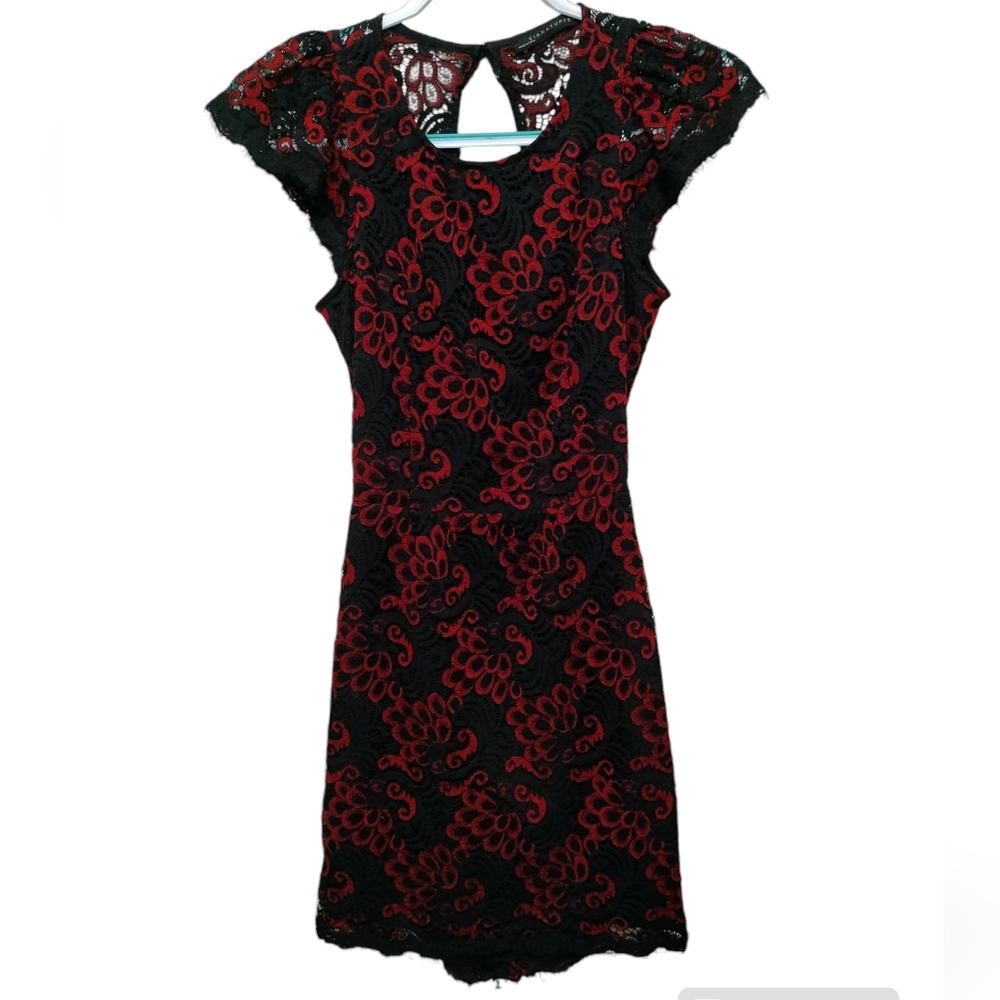 Signature 8 red & black lace dress